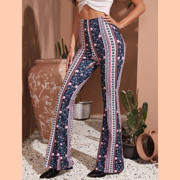 Tribal Print Flare Leg Pants Xl 